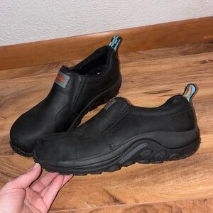 Merrell Men's Jungle Moc Leather Composite Toe Shoe, black- Size 9.5